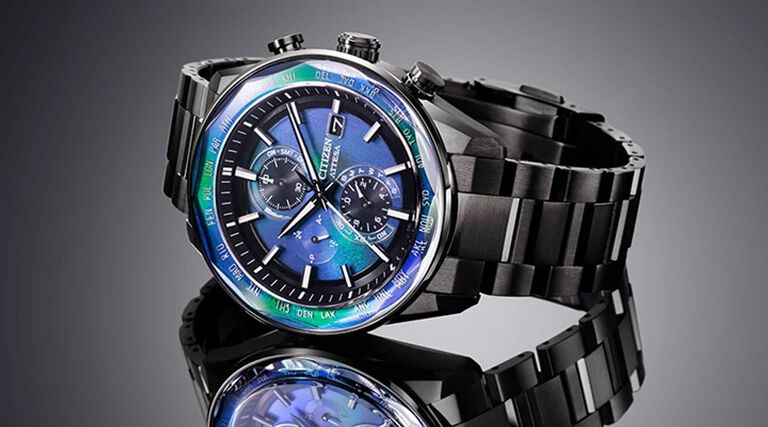 New Arrivals, featuring ATTESA watch model AT8314-53L on a gradient black background