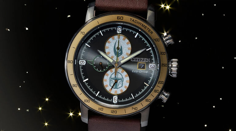 Image of Mandalorian watch model CA0857-09W on a space background.