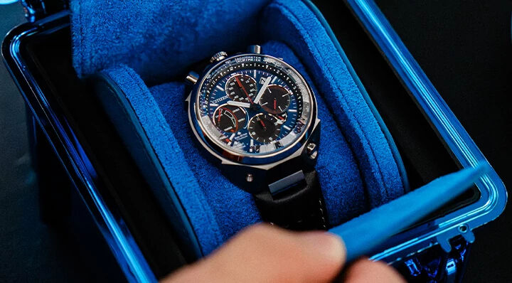 Image of Promaster Tsuno Chrono Racer watch model AV0088-01L in a box