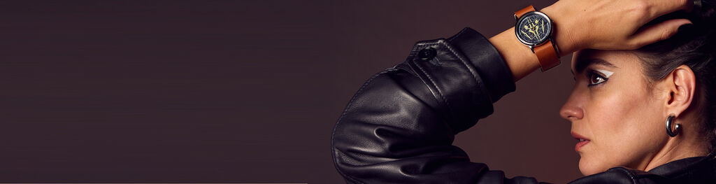 Image of a woman wearing Ahsoka Tano watch model BJ6508-02W