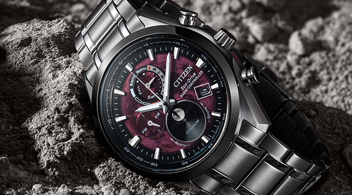 Men's Atomic Timekeeping watches featuring Tsuki-Yomi A-T model BY1018-55X image.