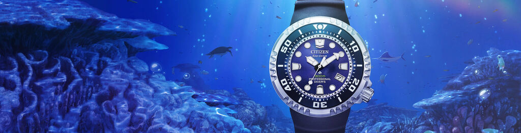 UNITE with BLUE watches; Featuring Promaster Dive E365 watch model BN1025-08L on a sea background