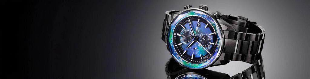 New Arrivals, featuring ATTESA watch model AT8314-53L on a gradient black background