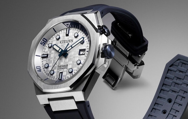 Series8 Watches; Featuring an image showing the details of the watch face of Series8 890 watch model NB6060-07A