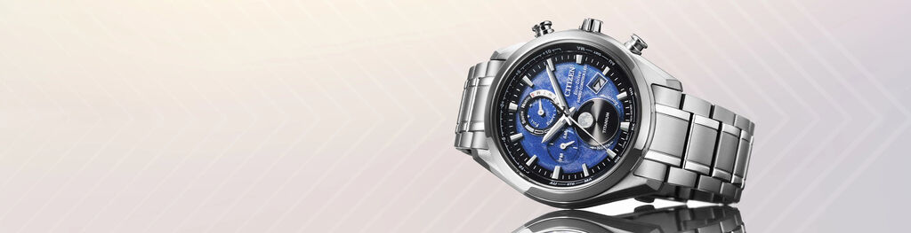 Men's and women's Super Titanium watches, feature an image of Tsuki-yomi A-T watch
