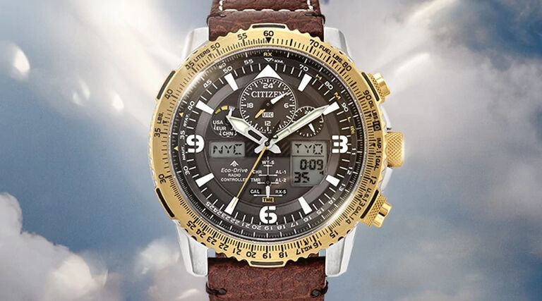 Shop men's Eco-Drive watches. Sustainably powered by light featuring the Men's Promaster Skyhawk A-T model image (JY8084-09H).