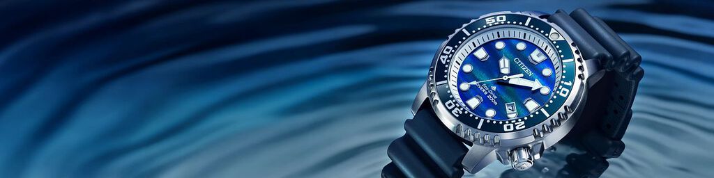 Promaster Dive watches/Promaster Sea watches featuring Promaster Dive watch model BN0167-09W on a water background