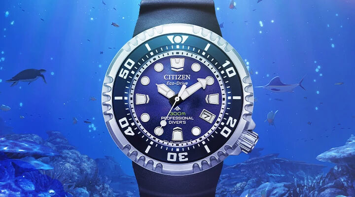 UNITE with BLUE watches; Featuring Promaster Dive E365 watch model BN1025-08L on a sea background