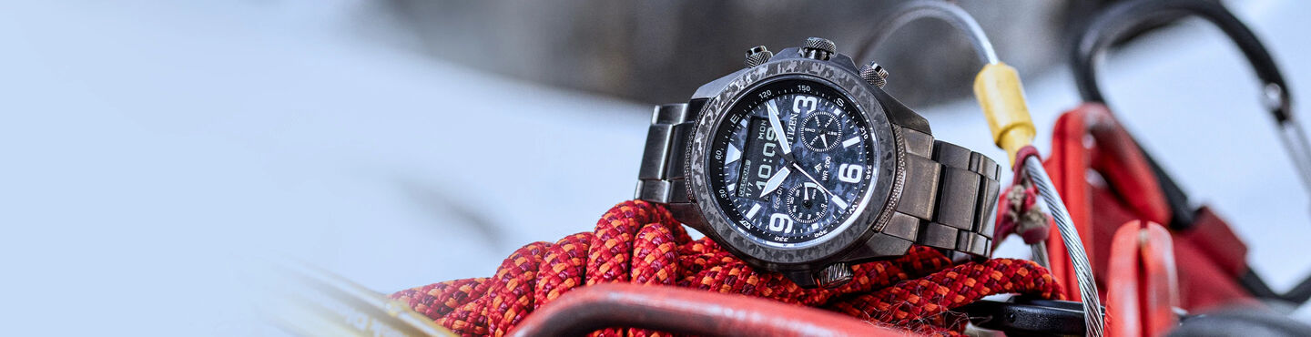 Promaster 35th Anniversary watches, featuring image of Promaster Land watch model JV1008-63E