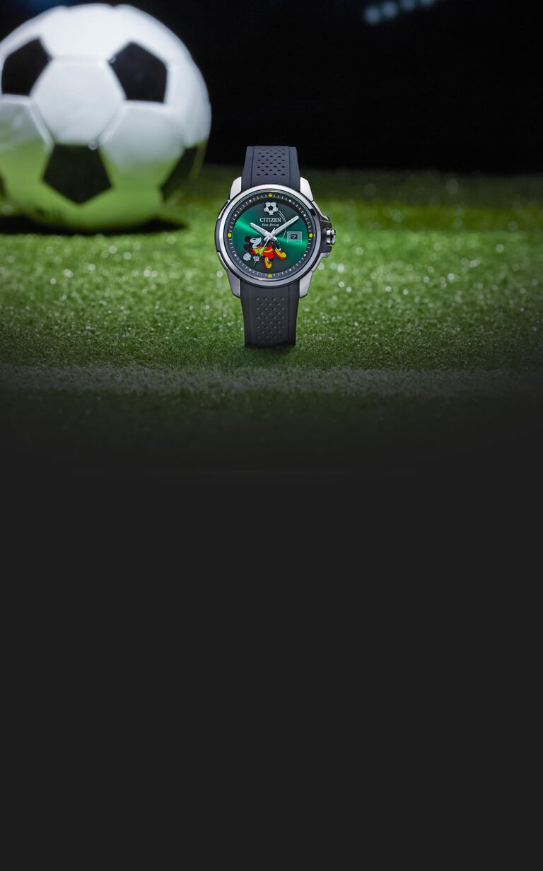Featuring the Citizen Disney Goalie watch models AW1656-08W