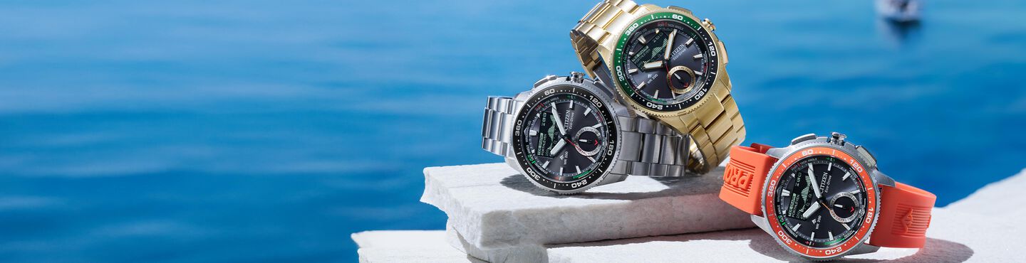 Featuring the Citizen Promaster WaveTracker watch modelsa JV3000-13E, JV3001-53E and JV3002-51E