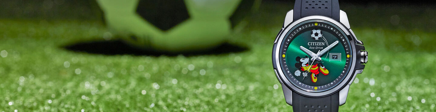 Featuring the Disney Mickey Mouse Playing Football watch model AW1656-08W