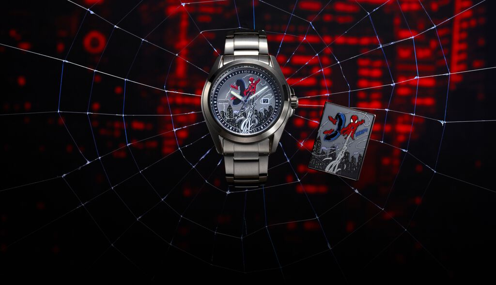 Mettant en vedet la montre Marvel Spider-Man Swings , mod&egrave;le AW1437-61W