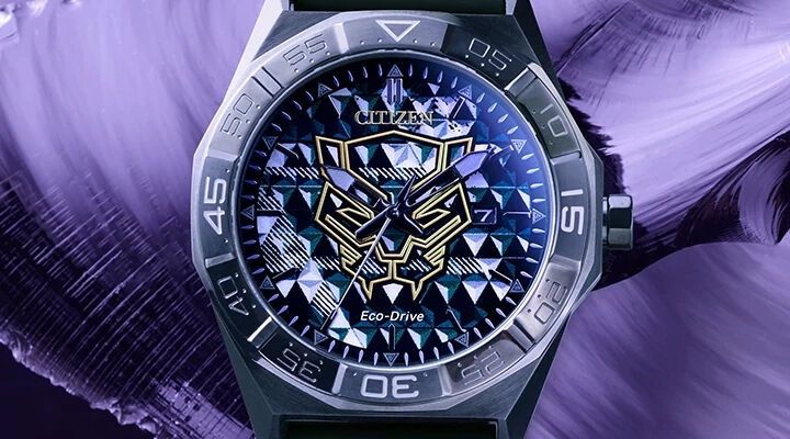 Mettant en vedet la montre Marvel Black Panther , mod&egrave;le AW1858-03W